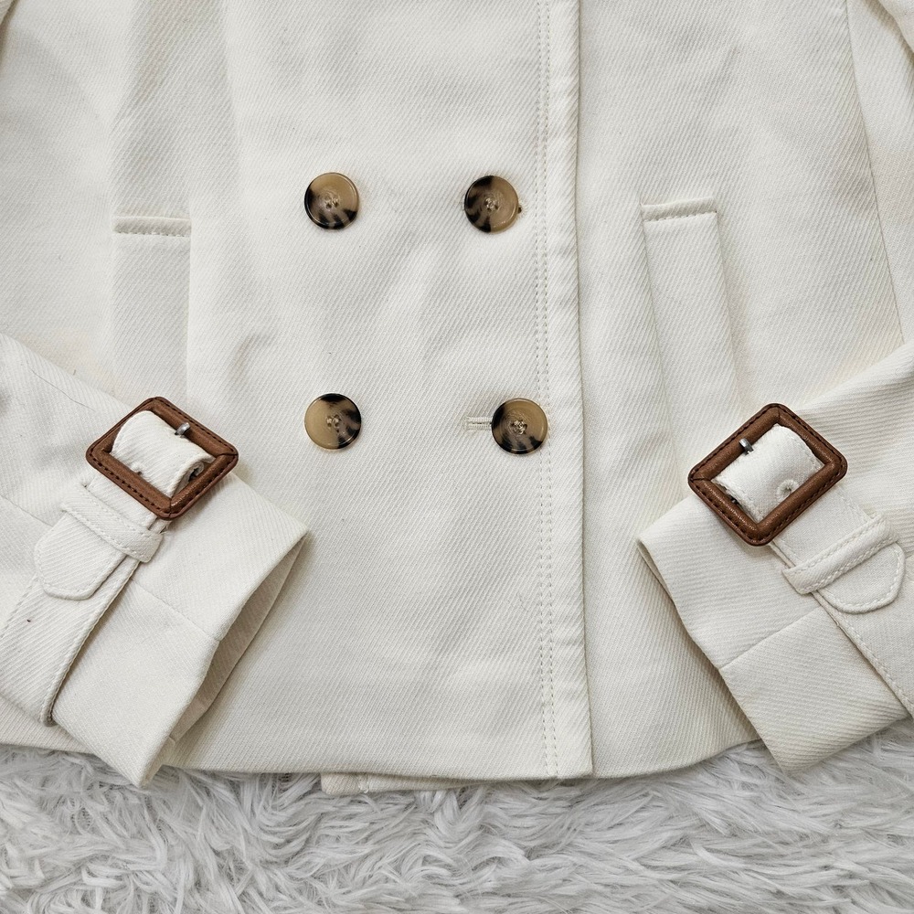 NWT Ann Taylor‎ Women's Cream Double Button Collared Jacket. Size 4P - Picture 3 of 13